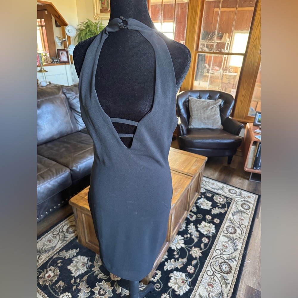 Charlotte Russe Black Halter Bodycon Dress Open Back Size M